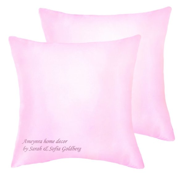 Pair of Light Pink Satin Pillows 12x12" New, Soft, Square. Ameynra home decor - Picture 1 of 1